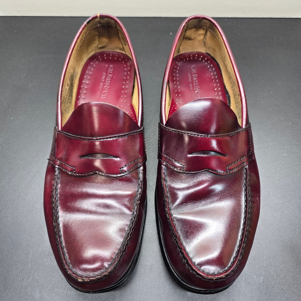 GH Bass Weejuns Mens 13 D Burgundy Leather Penny Loafers Oxblood Dress Shoe READ